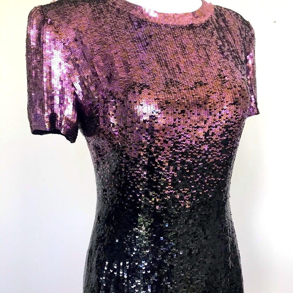 🖤💓 Vintage 90s PRISTINE Neil Bieff - Bergdorf Goodman Black/Pink Sequin Dress